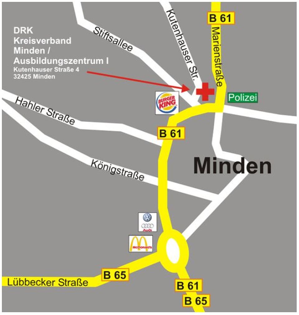 Anfahrt zum DRK Kreisverband Minden Bild mit der Anfahrt zum DRK Kreisverband Minden